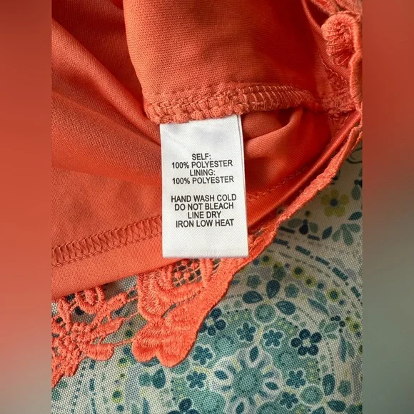 Lulus Love Poem Coral Orange / coral lace mini dress, medium - Picture 6 of 7